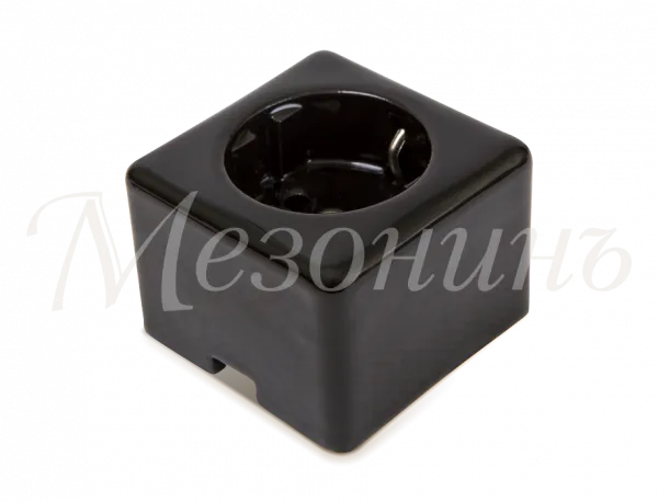 Розетка ретро фарфоровая, двухполюсная, с заземляющим контактом, коллекция "QUADRA" , цвет - черный,