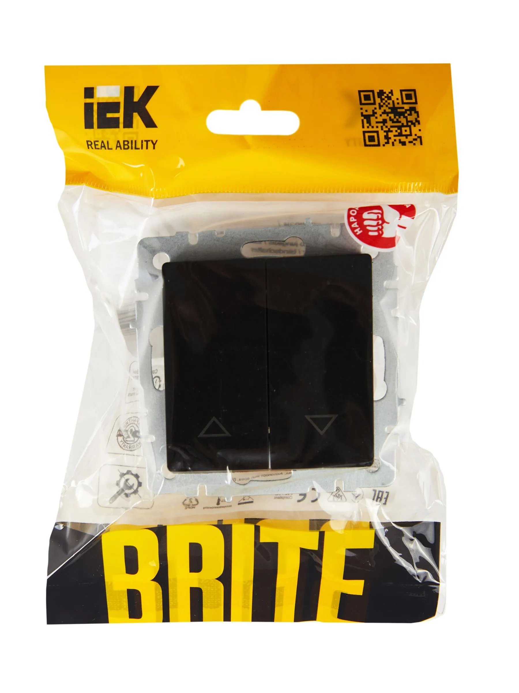 BRITE Выключатель жалюзи 10А ВС10-1-5-БрЧ черный IEK - Фото 5