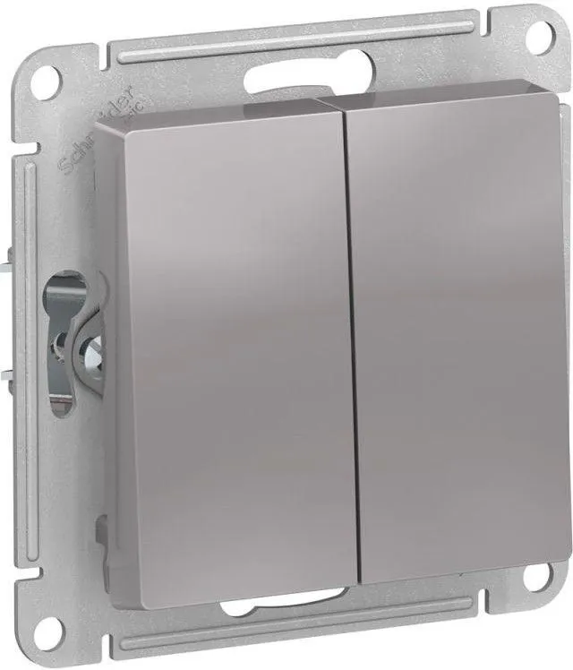 Выключатель 2-кл. СП AtlasDesign 10А IP20 (сх. 5) 10AX механизм алюм. SE ATN000351