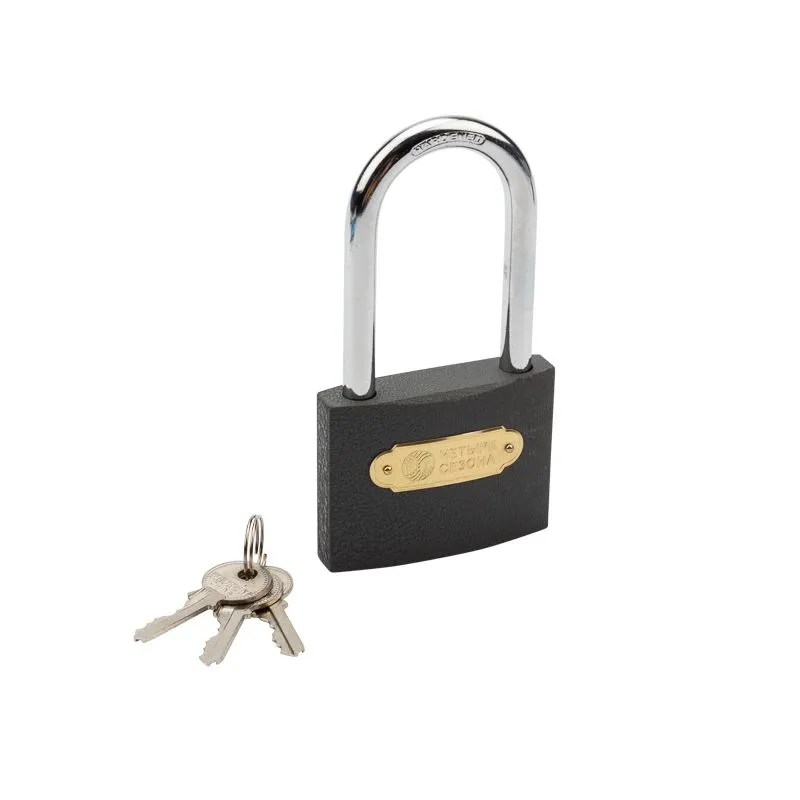 Замок навесной серия «Чугун» 75 мм длинная дужка ЧЕТЫРЕ СЕЗОНА 79-0027