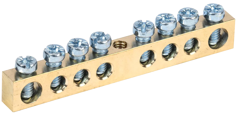 Шина PEN "земля-ноль" 6х9мм 8/1 (8групп/крепеж по центру) IEK