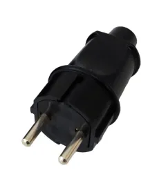 Вилка прямая без заземляющиго контакта IP20, УХЛ4, 250 В, 16А,черная В16-006Ч