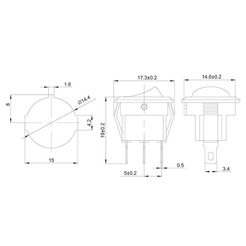Выключатель клавишный круглый 250V 3А (3с) ON-OFF красный с подсветкой Micro (RWB-106, SC-214) REXANT - Фото 2