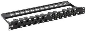 ITK 1U Патч-панель укомплектованная кат.6A UTP 24 порта угловая PP24-1UMU-C6A-D