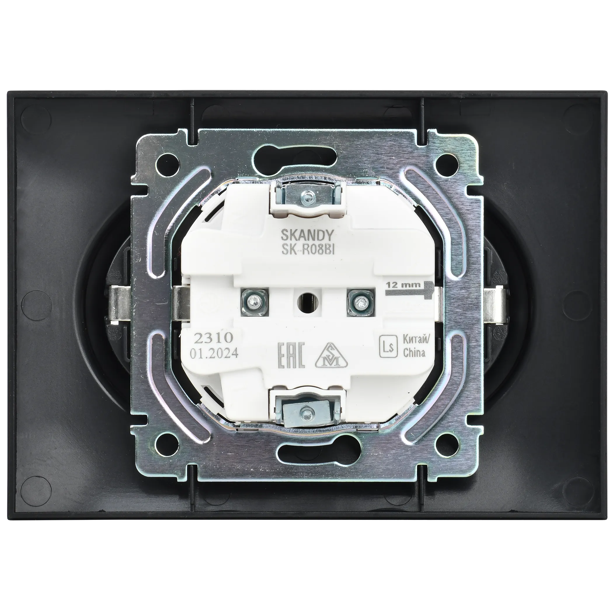 SKANDY Розетка 2-местная с заземлением без защитных шторок 16А в сборе SK-R08Bl черный IEK - Фото 5