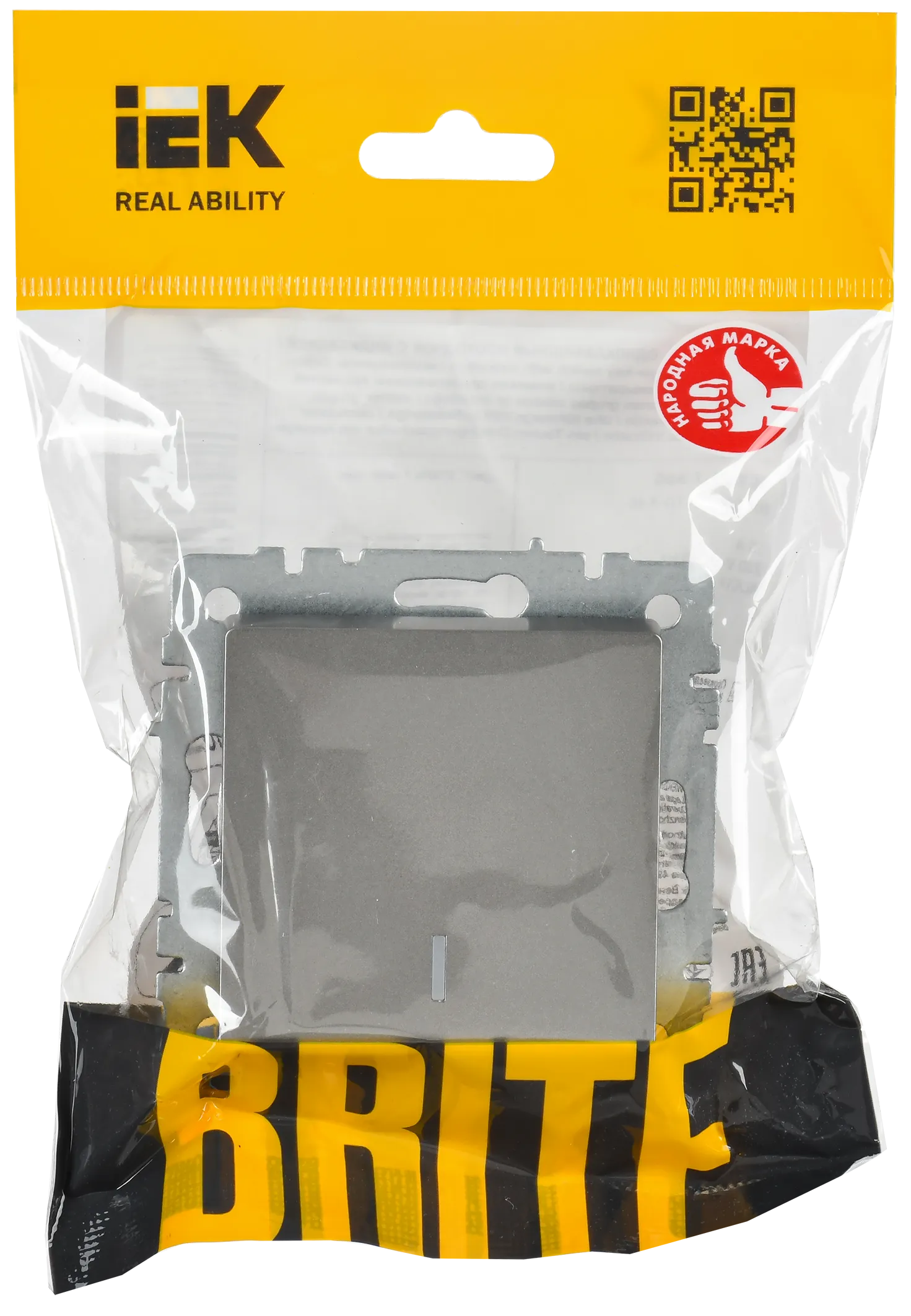 BRITE Выключатель 1-клавишный проходной с индикацией 10А ВС10-1-7-БрС сталь IEK - Фото 2