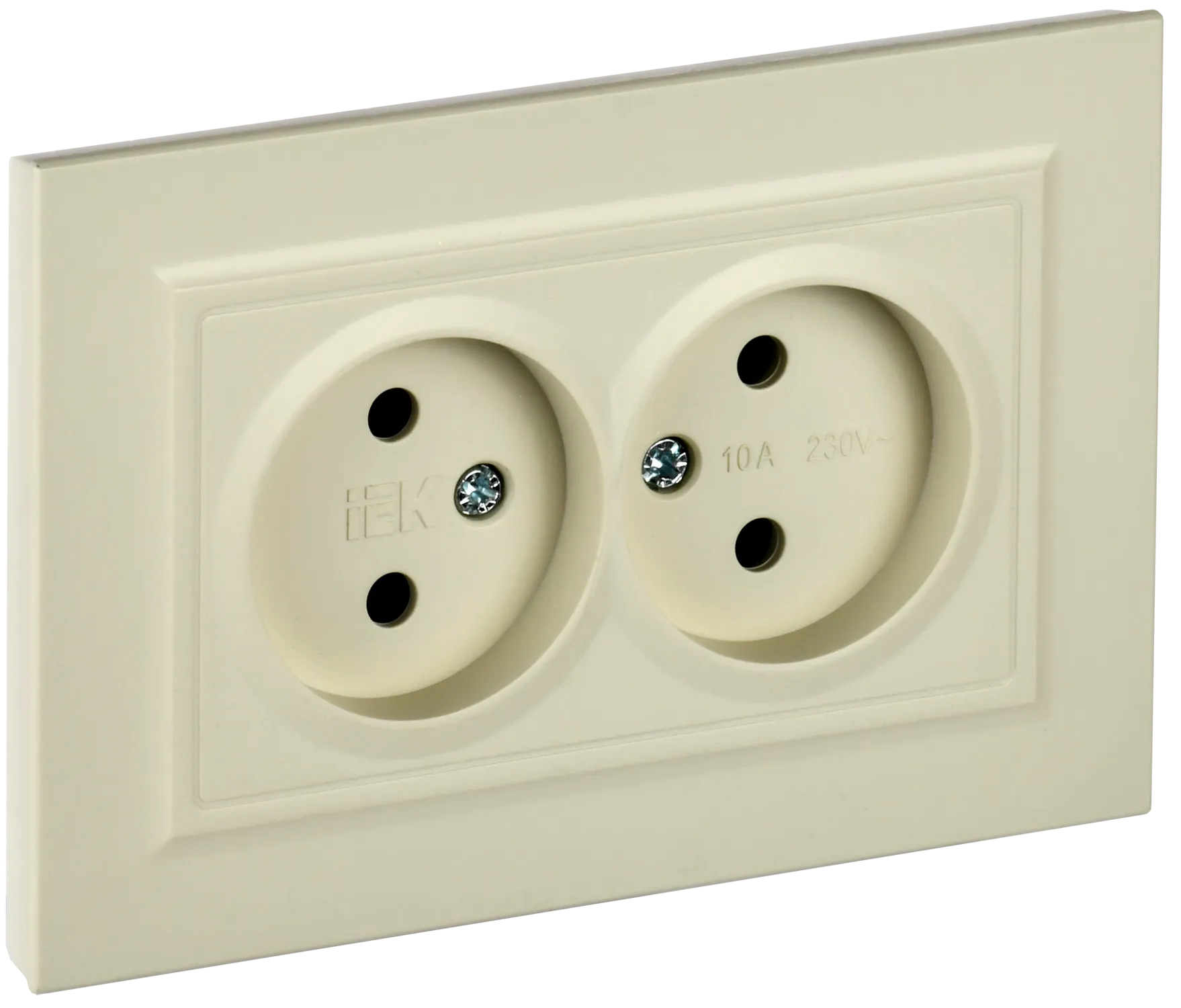 BRITE Розетка 2-местная без заземления без защитных шторок 10А в сборе РС12-2-БрКр бежевый IEK BR-R20-10-K10-F