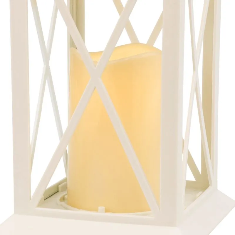 Декоративный фонарь со свечой 14x14x29 см, белый корпус, теплый белый цвет свечения NEON-NIGHT - Фото 4