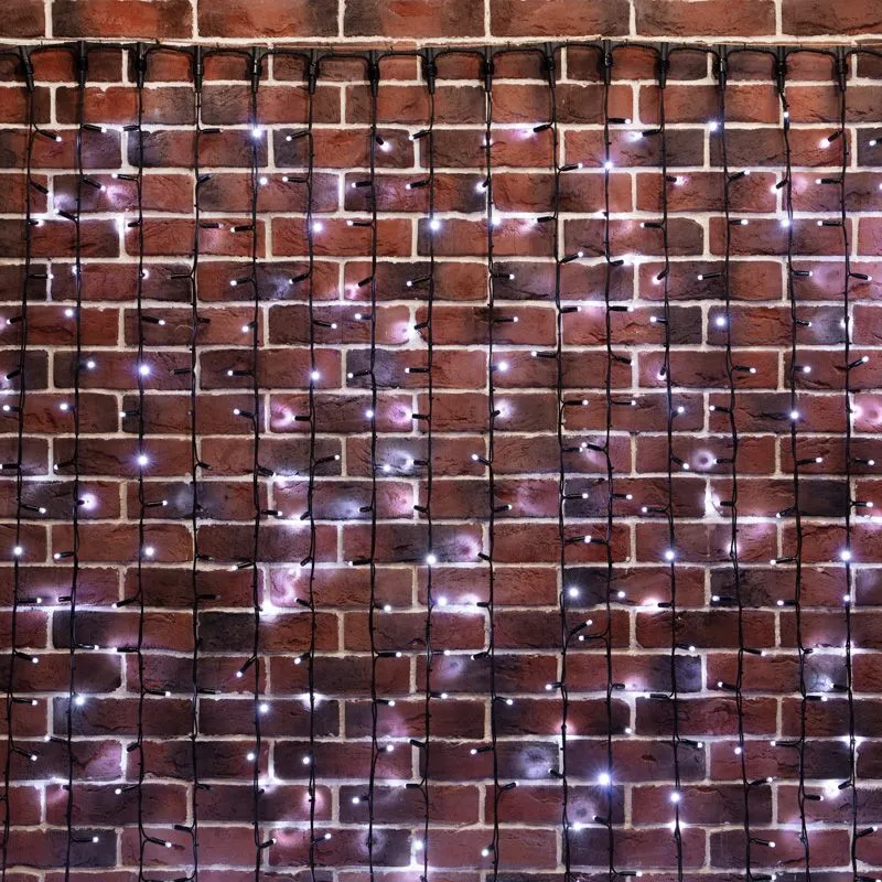 Гирлянда Светодиодный Дождь 2х6м, постоянное свечение, черный провод КАУЧУК, 230 В, диоды БЕЛЫЕ (шнур питания в комплекте)