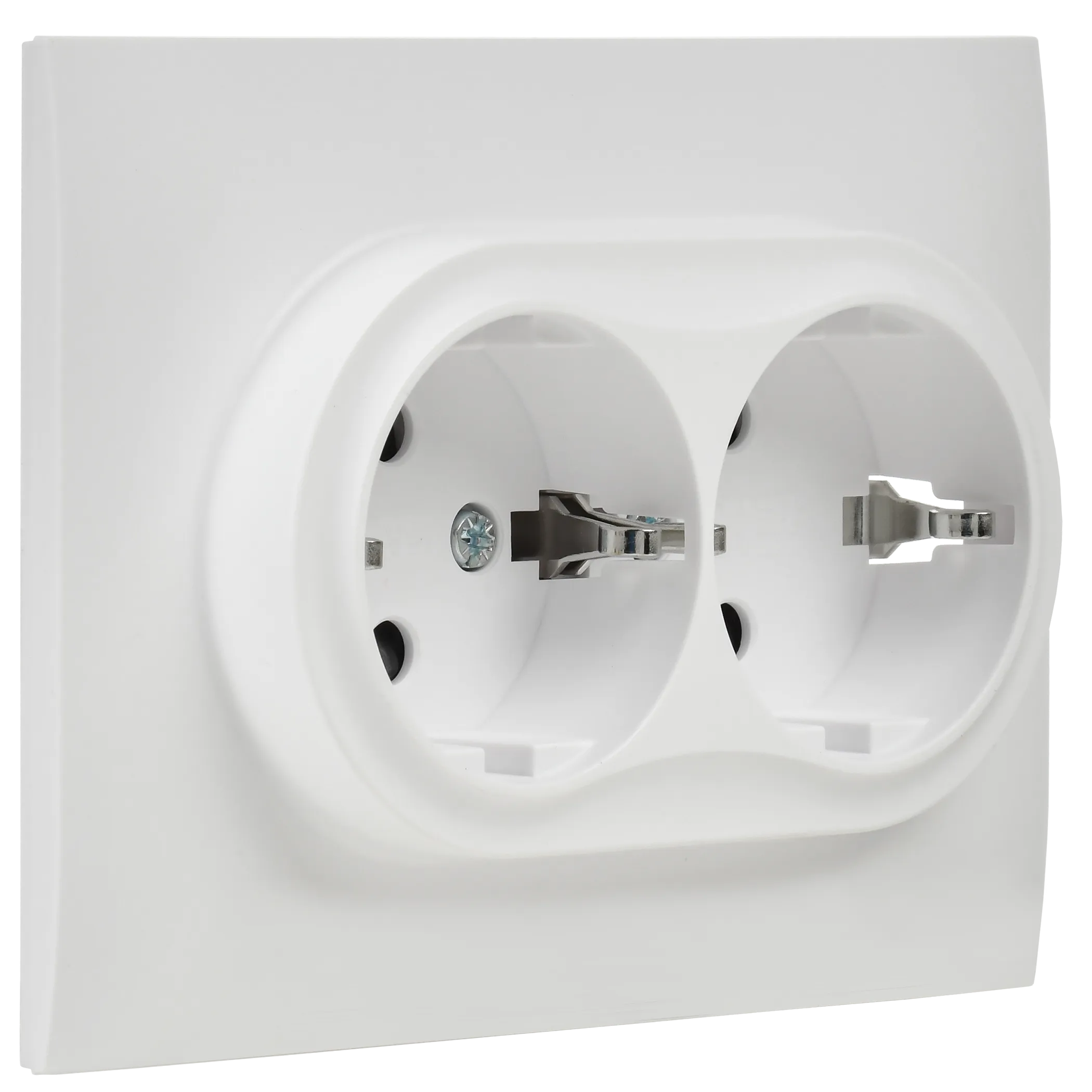 SKANDY Розетка 2-местная с заземлением с защитными шторками 16А в сборе SK-R07W арктический белый IEK - Фото 6