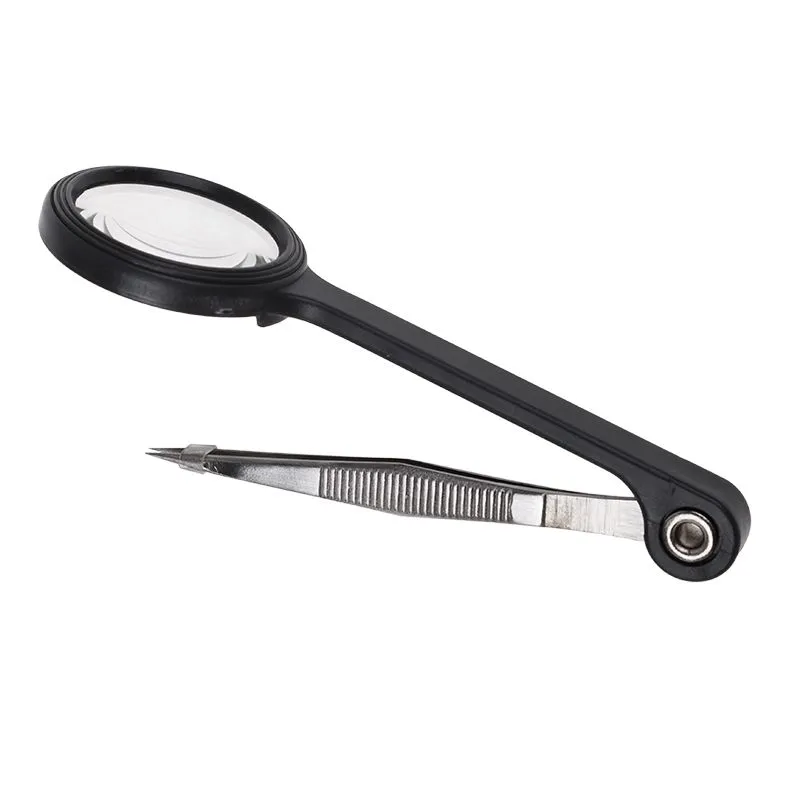 Лупа ручная, увеличение 8х, ø24мм, с пинцетом REXANT 12-0411