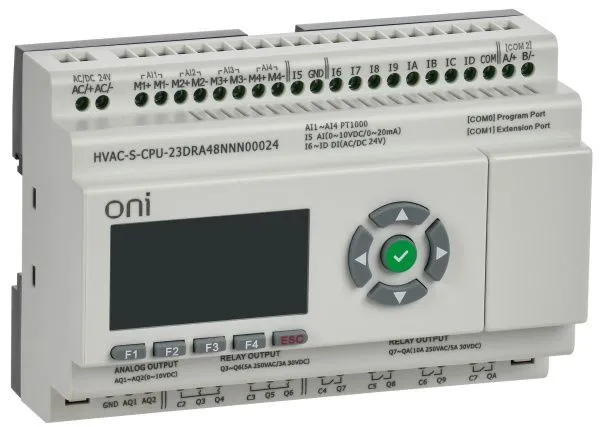 ПЛК HVAC S ЦПУ 8DI 8DO 1AI 4PT 2AO LED дисплей RS485 24В DC Расширяемая версия ONI