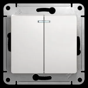 Выключатель 2-кл. СП Glossa 10А IP20 (сх. 5а) 10AX с подсветкой механизм бел. SE GSL000153 275160