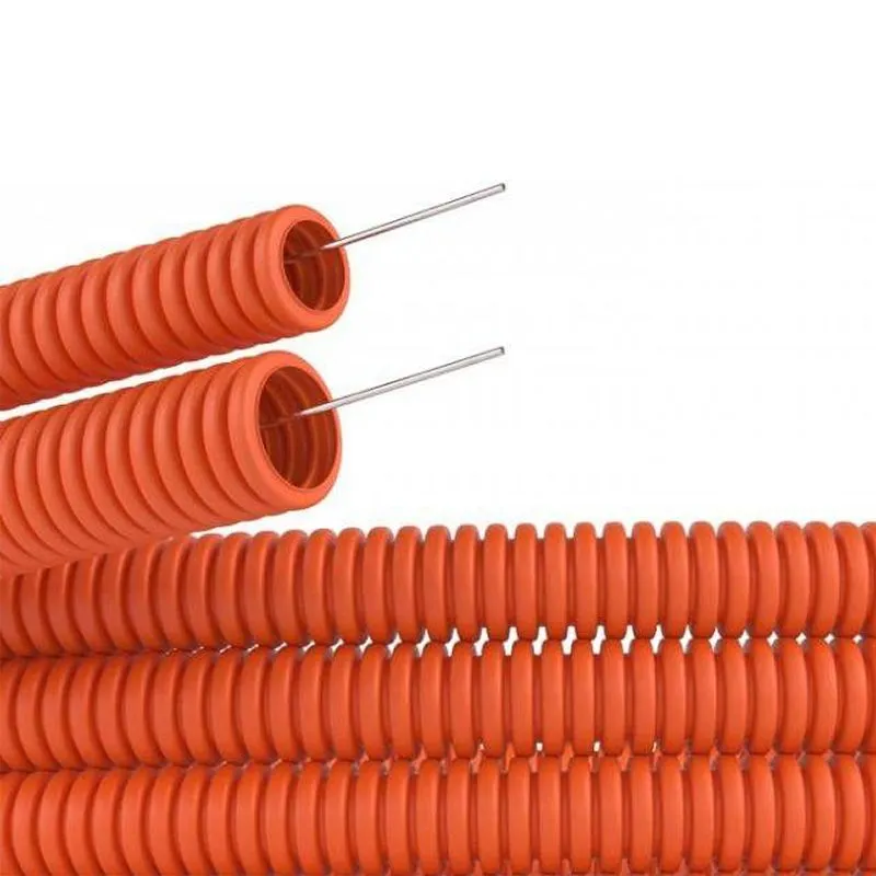 Труба гофрированная из ПНД безгалогенная HF, с зондом, ø32мм, оранжевая (25 м/уп) REXANT - Фото 2