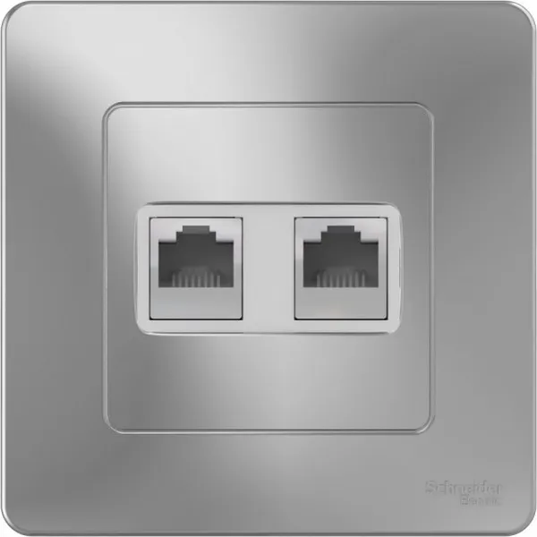 Розетка компьютерная 2-м СП Blanca RJ45 кат.5E алюм. SE BLNIS045453 - Фото 3