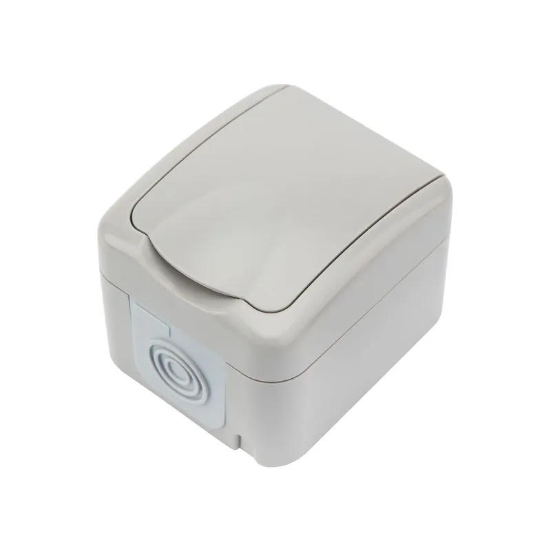 Розетка одноместная (керамика) Mini OG IP54 с/з, о/у, серая KRANZ