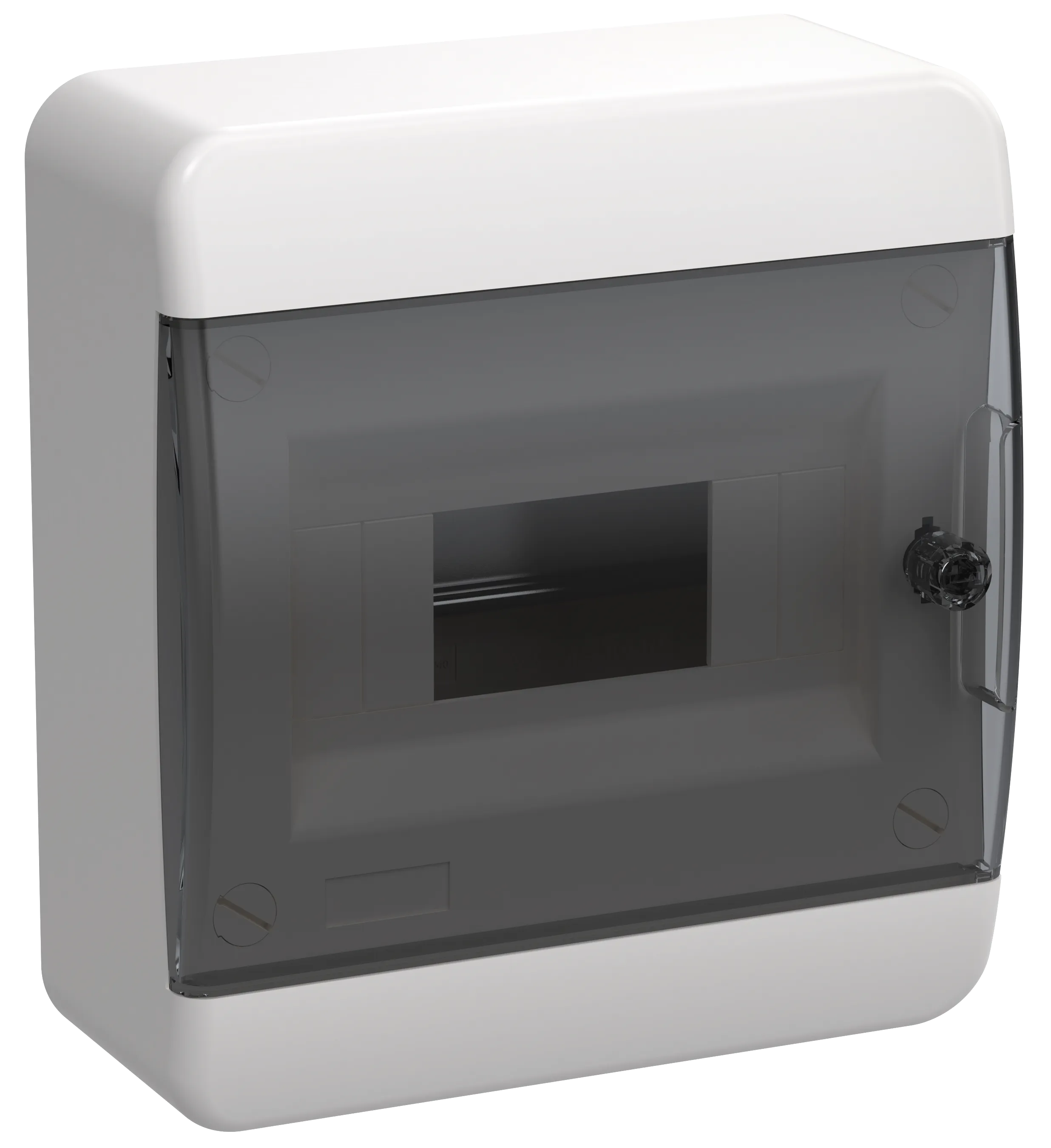 TEKFOR Корпус пластиковый БЕЛЫЙ ЩРН-П-8, IP41 черная прозрачная дверь IEK TF5-KP12-N-08-41-K01-K03