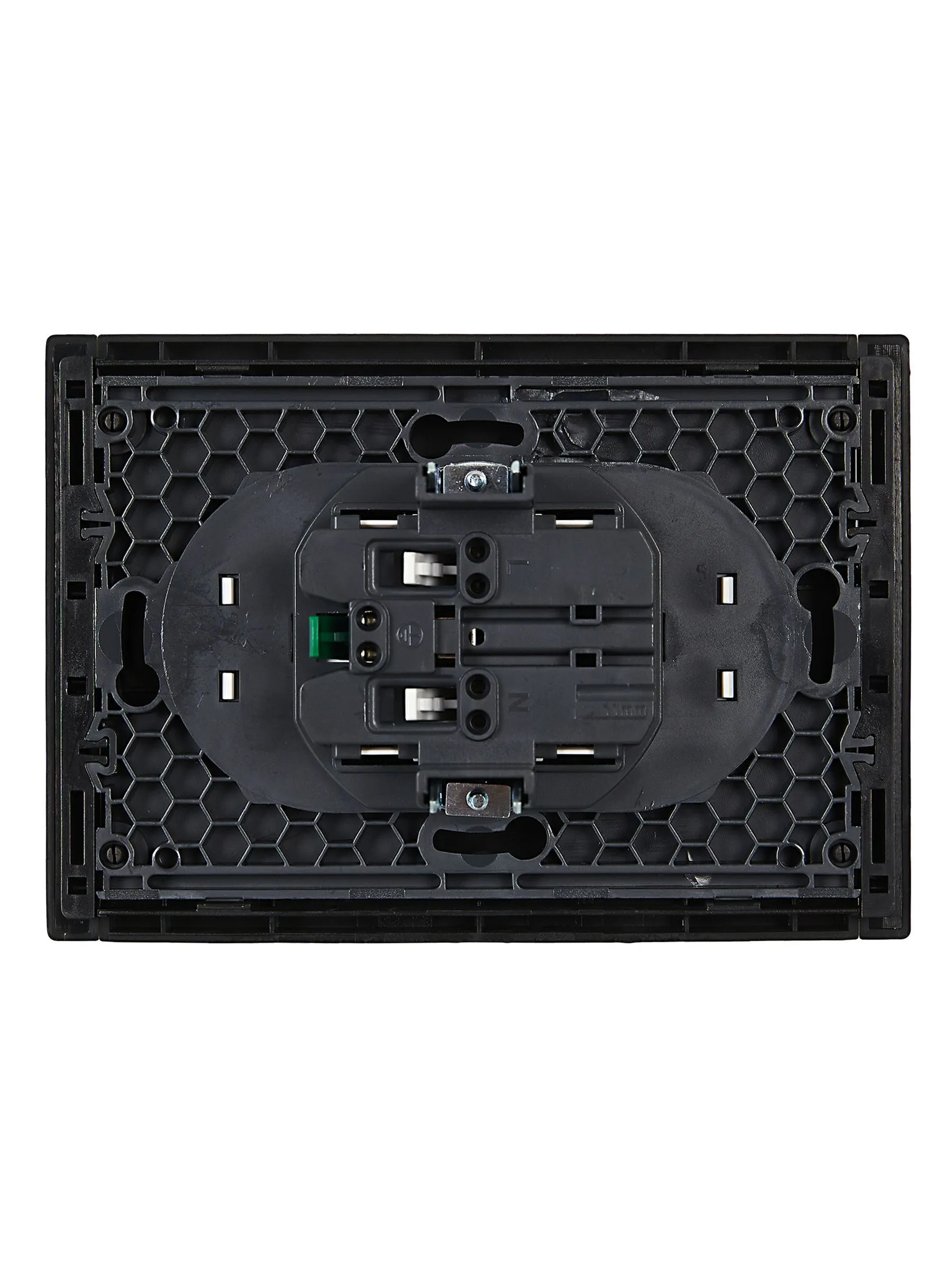 FORTE&PIANO Розетка 2-местная с заземлением с защитными шторками безвинтовое крепление 16А FP123 черный IEK - Фото 3