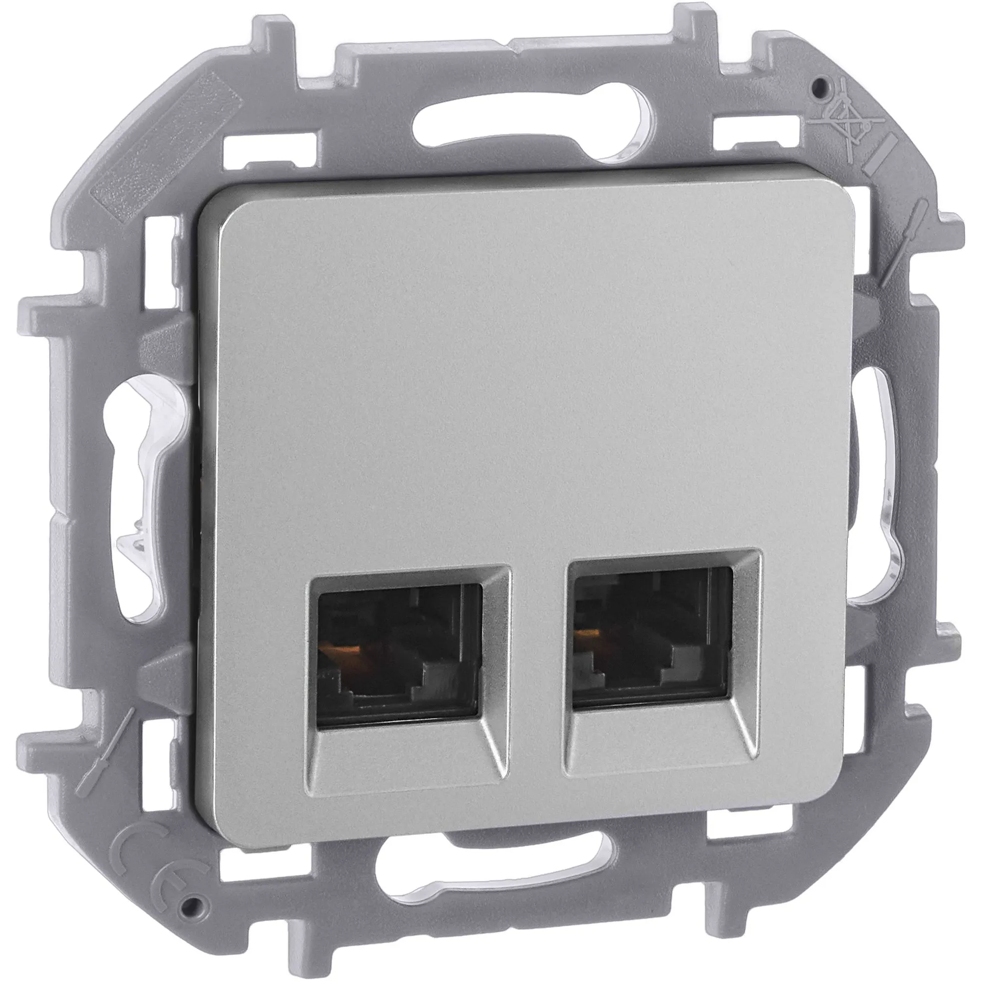 INSPIRIA Розетка компьютерная двойная RJ45 категория 5Е UTP алюминий 673837