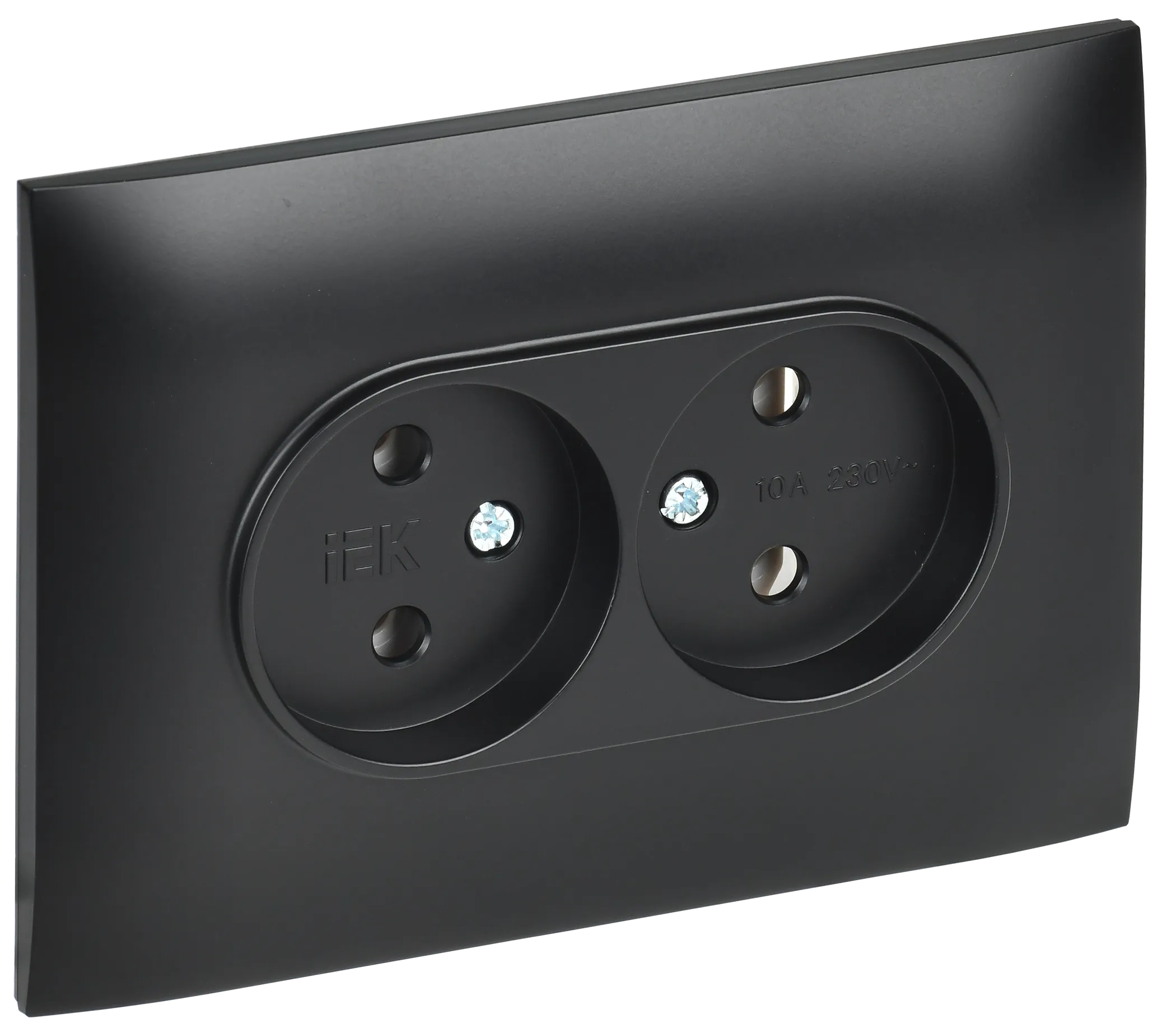 SKANDY Розетка 2-местная без заземления без защитных шторок 10А в сборе SK-R10Bl черный IEK