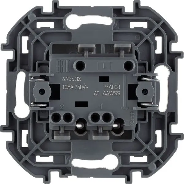 INSPIRIA Выключатель 2-клавишный с подсветкой/индикацией схема 5L 10АХ безвинтовые зажимы антрацит - Фото 2