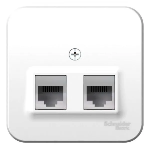 Розетка компьютерная + телефонная 2-м ОП Blanca RJ45 кат.5E + RJ11 с изолир. пластиной бел. SE BLNIA045111