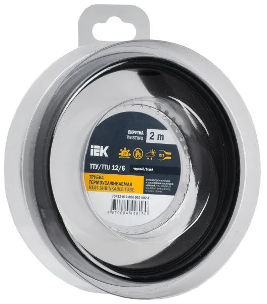 Трубка термоусадочная ТТУ нг-LS 12/6 черная (2м/упак) IEK UDR12-012-006-002-K02-T