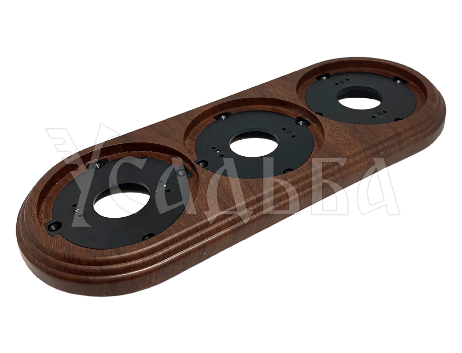 Рамка трехместная пластиковая, 234x92x14 мм, цвет - орех, серия УСАДЬБА, ТМ МЕЗОНИНЪ