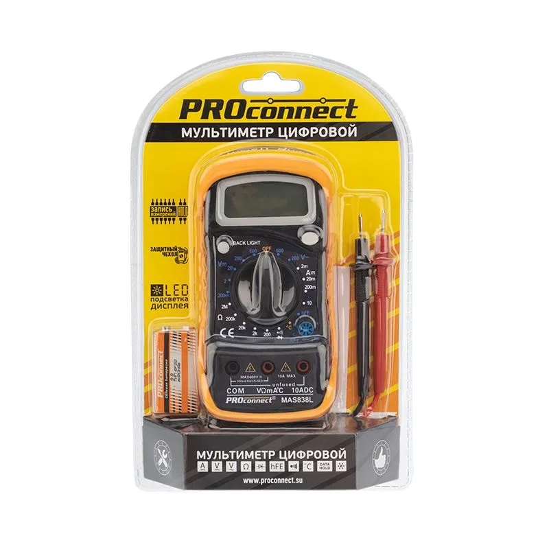 Портативный мультиметр MAS838L (DT858L) PROconnect - Фото 4