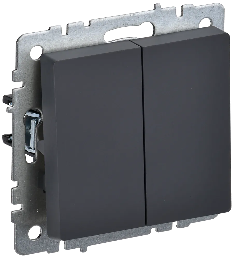 BRITE Выключатель 2-клавишный проходной 10А ВС10-2-6-БрГ графит IEK BR-V22-0-10-K53