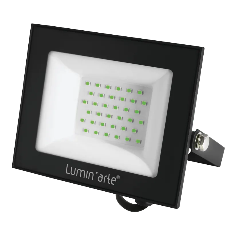 Светодиодный прожектор LUMIN'ARTE LFL-50W/07 50Вт зеленый цвет свечения IP65 серый корпус 140х103х28 1/40