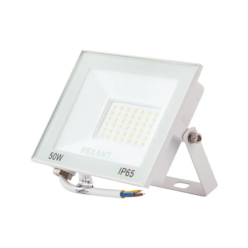 Прожектор светодиодный СДО 50Вт 4000Лм 3000K теплый свет, белый корпус REXANT - Фото 2