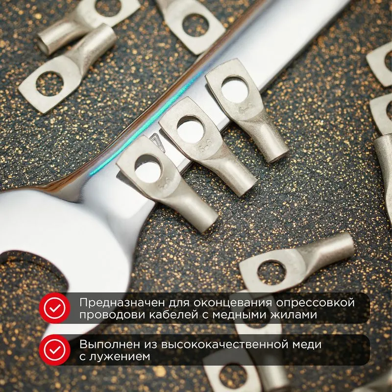 Наконечник медный луженый ТМЛ-Р 6–6 (6мм² - Ø6мм) (в упак. 100 шт.) REXANT - Фото 2