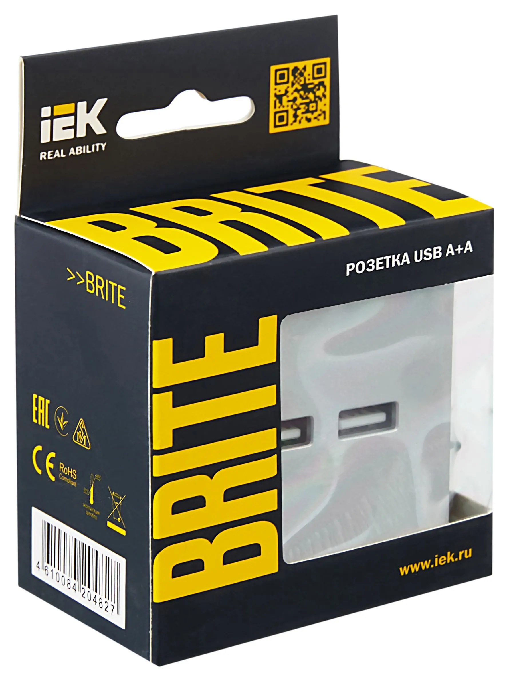 BRITE Розетка USB A+A 5В 3,1А РЮ10-1-БрА алюминий IEK - Фото 6