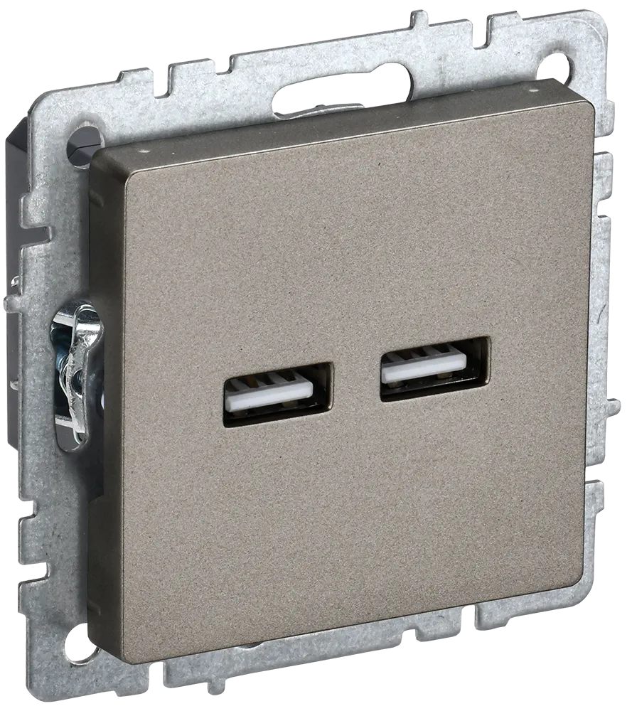 BRITE Розетка USB A+A 5В 3,1А РЮ10-1-БрШ шампань IEK BR-U21-D31-K37