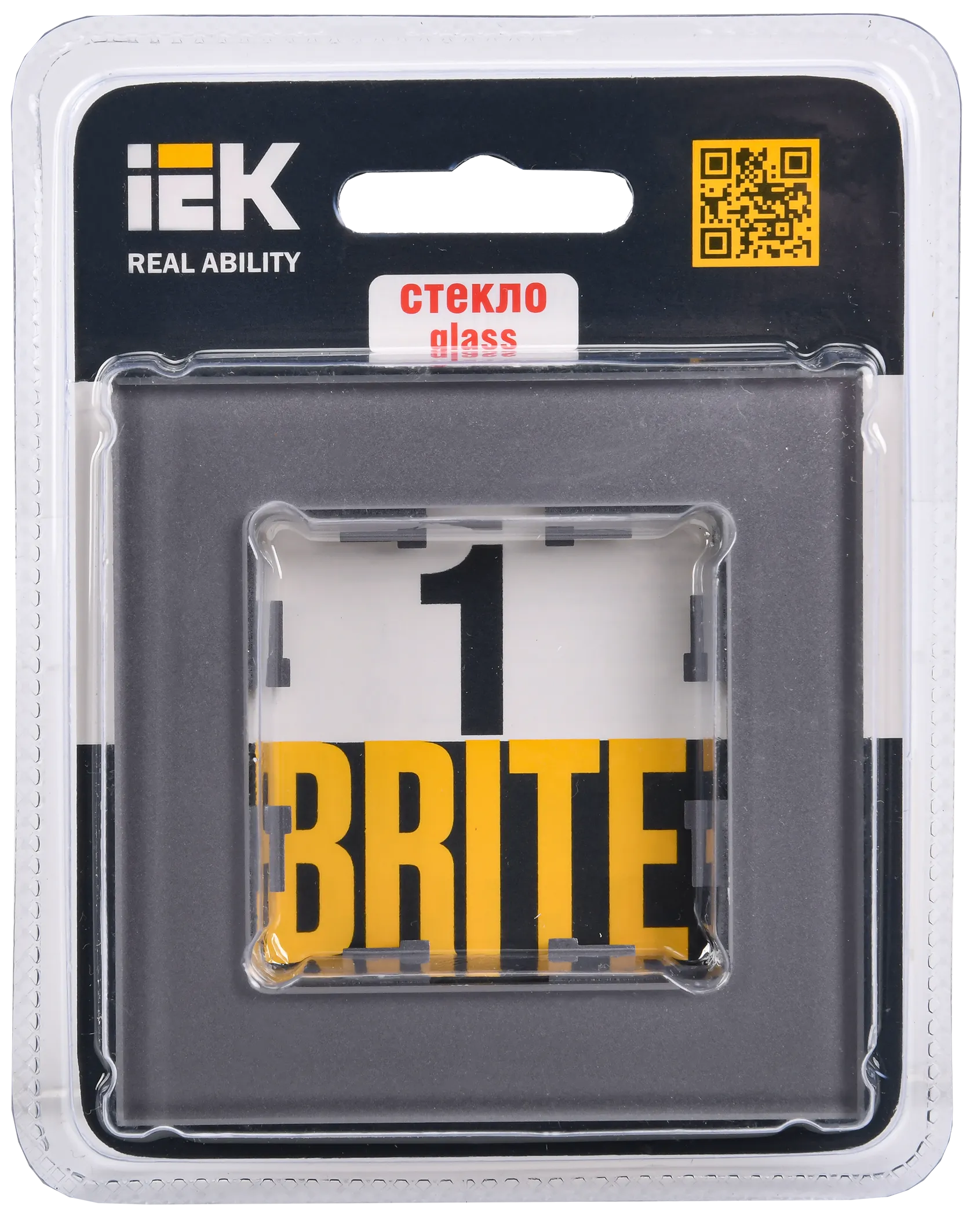 BRITE Рамка 1 -местная РУ-1-2-БрСе стекло серый IEK - Фото 2