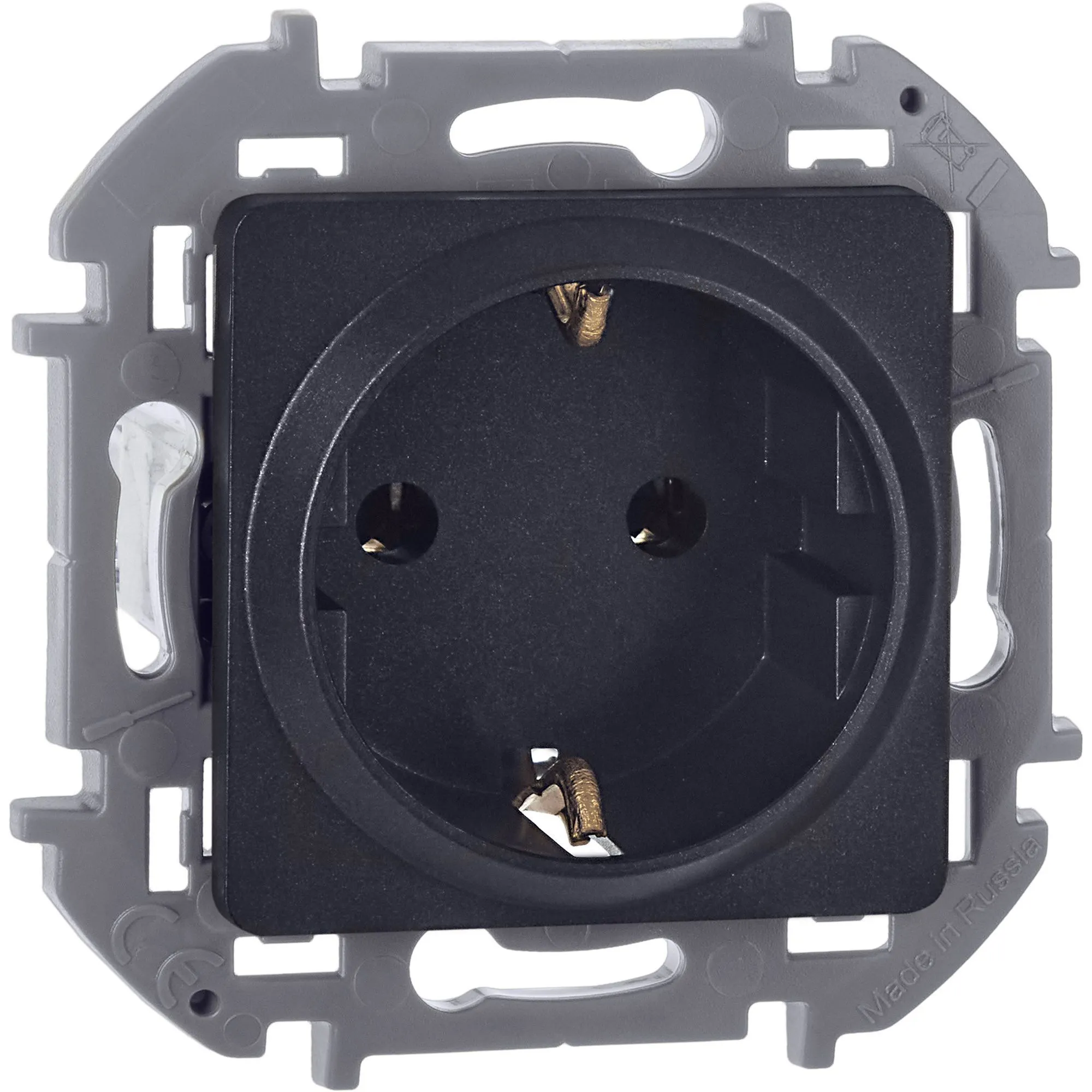 INSPIRIA Розетка 1-местная с заземлением без защитных шторок 16А антрацит