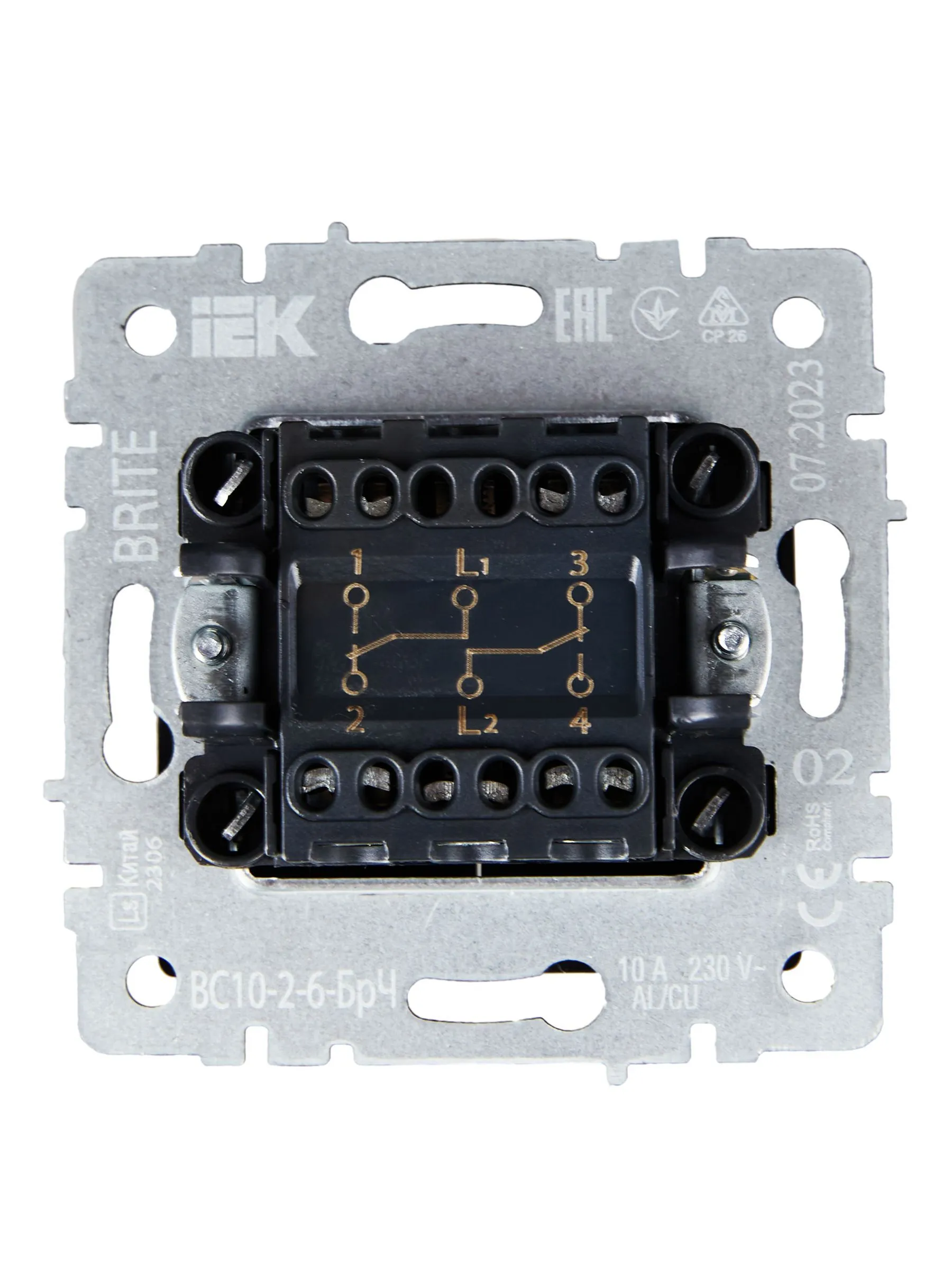 BRITE Выключатель 2-клавишный проходной 10А ВС10-2-6-БрЧ черный IEK - Фото 6