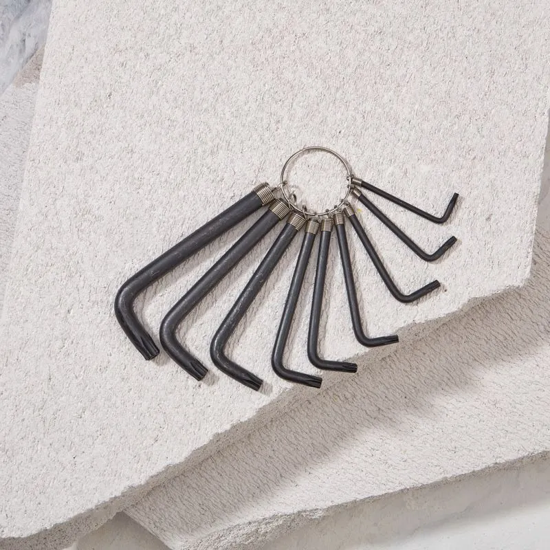 Набор ключей имбусовых TORX KRANZ T10-T50, CrV, 9 шт., оксидированные, на кольце - Фото 2