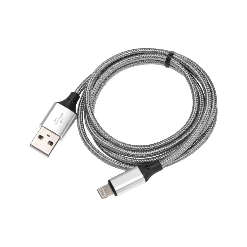 Кабель USB-A – Lightning для Apple, 2,4А, 1м, нейлон, серый REXANT - Фото 2