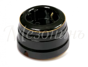 Розетка ретро фарфоровая двухполюсная с з/к,  в комплекте с подъемной рамкой 16А 250В, цвет -  золот GE70301-53