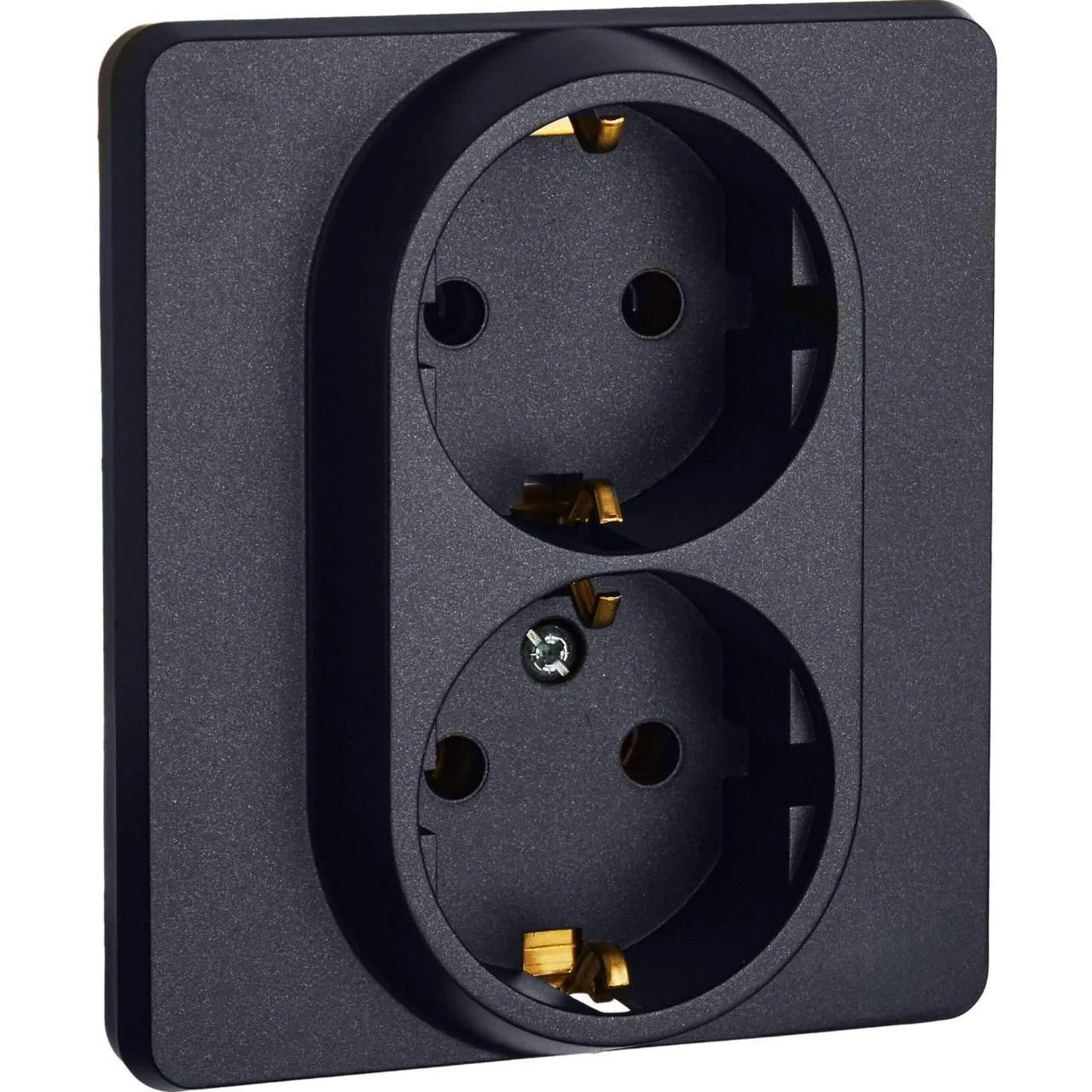 INSPIRIA Розетка 2-местная с заземлением без защитных шторок 16А в сборе антрацит 673753