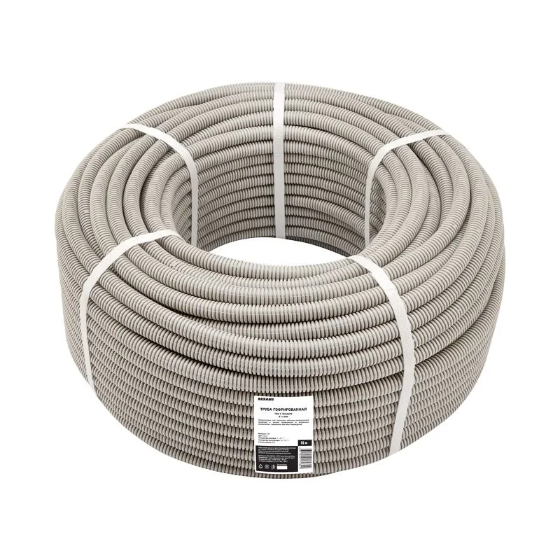 Труба гофрированная из ПВХ, с зондом, Ø16мм (бухта 50 м/уп) REXANT - Фото 2