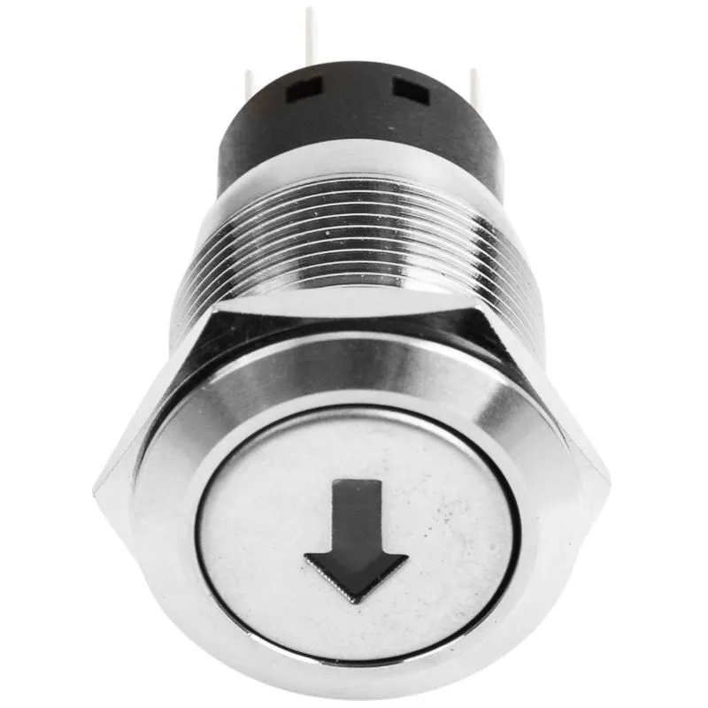 Кнопка  антивандальная Ø19 250В Б/Фикс (5с) OFF-(ON) / ON-(OFF) плоская подсв/зеленая СТРЕЛКА REXANT - Фото 3