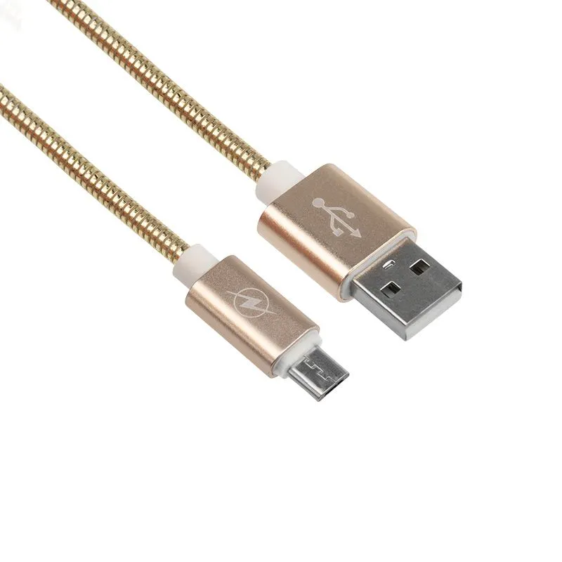 USB кабель micro USB, золото металл, 1 метр REXANT - Фото 2