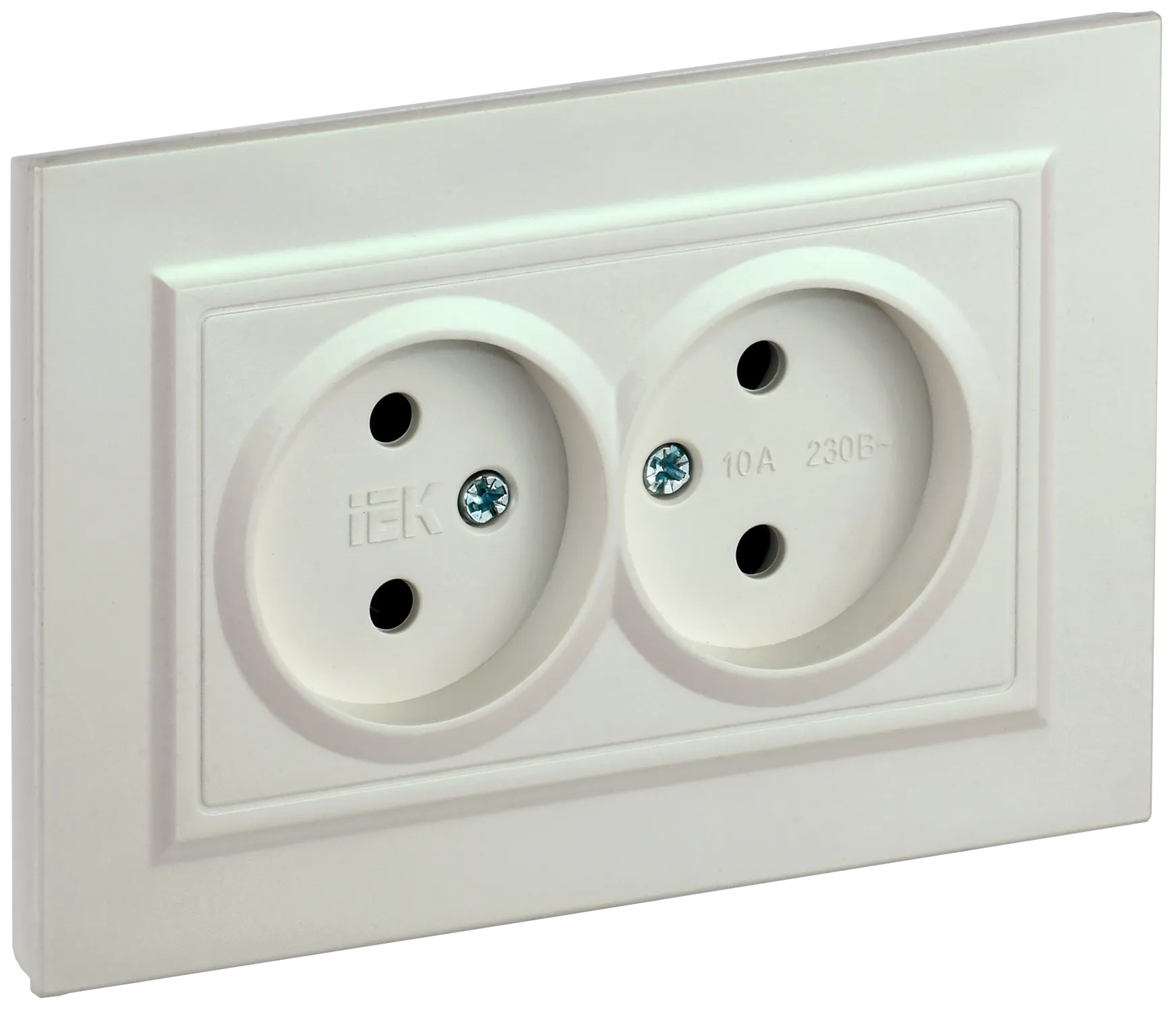 BRITE Розетка 2-местная без заземления без защитных шторок 10А в сборе РС12-2-БрЖ жемчуг IEK BR-R20-10-K36-F