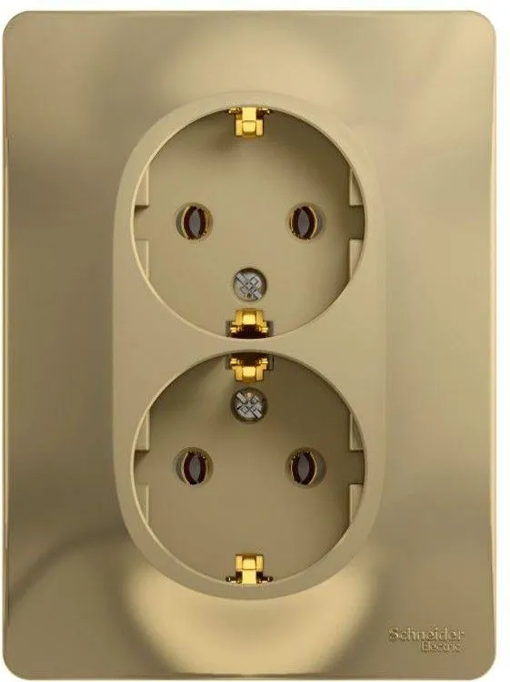 Розетка 2-м СП Glossa 16А IP20 с заземл. в сборе титан SE GSL000424