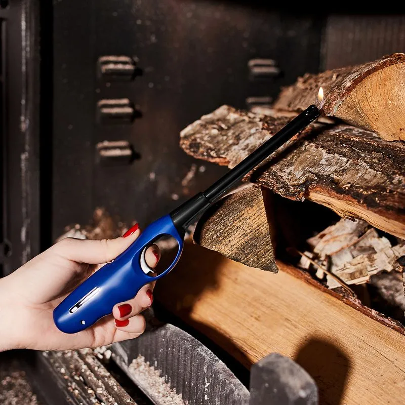 Бытовая газовая пьезозажигалка с классическим пламенем, многоразовая (1 шт.) синяя СК-302L СОКОЛ - Фото 2