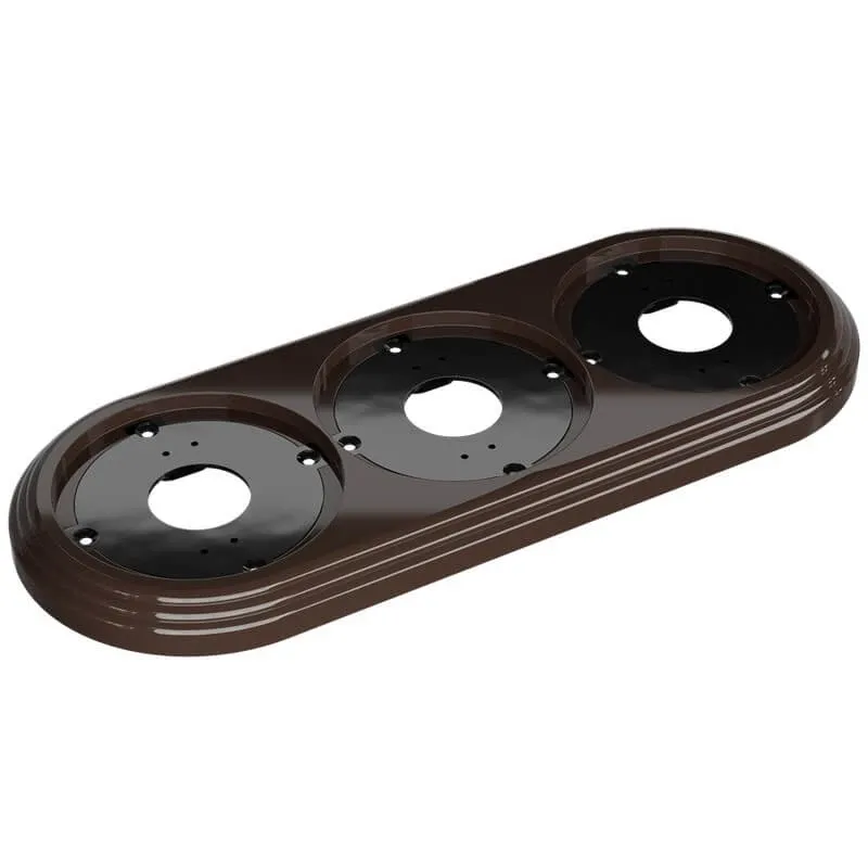 Рамка трехместная пластиковая, 234x92x14 мм, цвет - коричневый, серия УСАДЬБА, ТМ МЕЗОНИНЪ