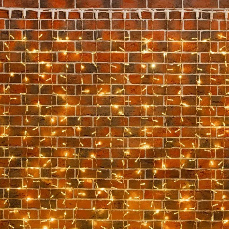 Гирлянда светодиодная Занавес 2х9м 1200 LED ТЕПЛЫЙ БЕЛЫЙ прозрачный ПВХ IP65 эффект мерцания соединяется 230В нужен блок 303-500-1 NEON-NIGHT - Фото 2